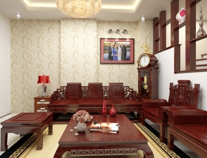 Thiết kế nội thất phòng khách gỗ tự nhiên nhà anh Minh – Văn Phú