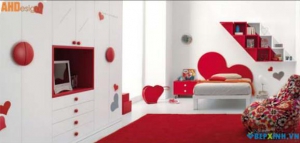 Thiết kế nội thất phòng ngủ đầy màu sắc và hình ảnh cho trẻ em