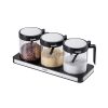 Set 3 hũ đựng gia vị thủy tinh CCKO có tay cầm kèm khay